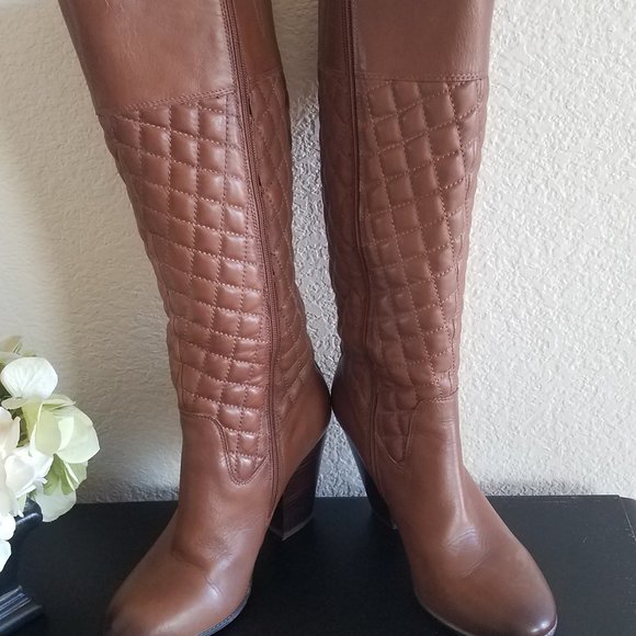SIZE 9 Sole Society Quilted Brown Leather Boots EUC, "Bryan" - Picture 6 of 13